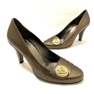 Gucci By Tom Ford Women’s Hysteria Accent Heel Pumps Size 5.5 Metallic Olive